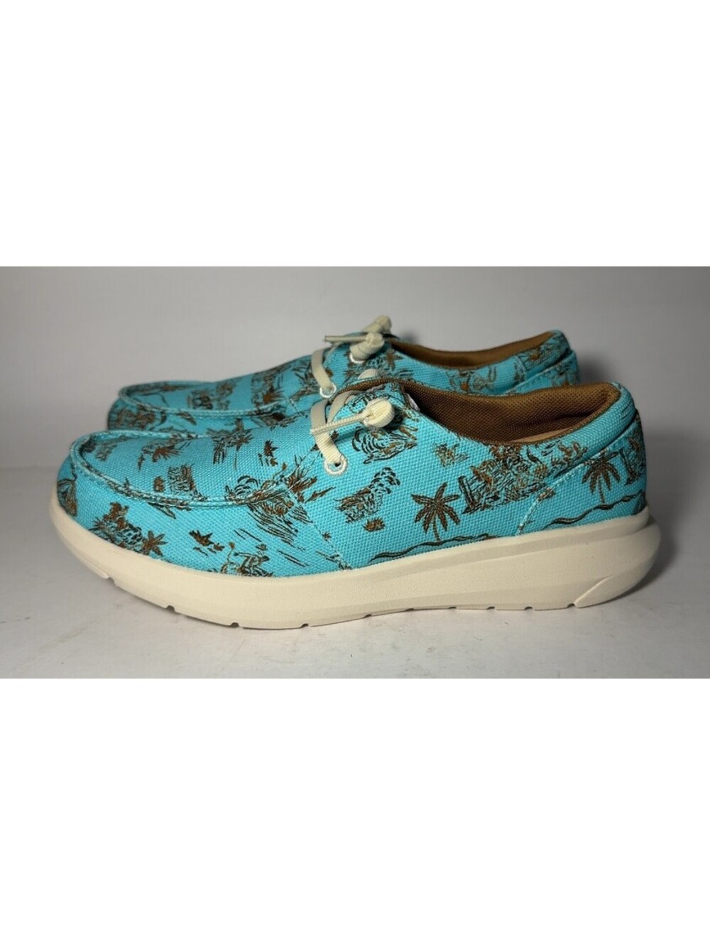 Ariat x Western Aloha Hilo Turquoise Paniolo Print Shoes Women US 7 B